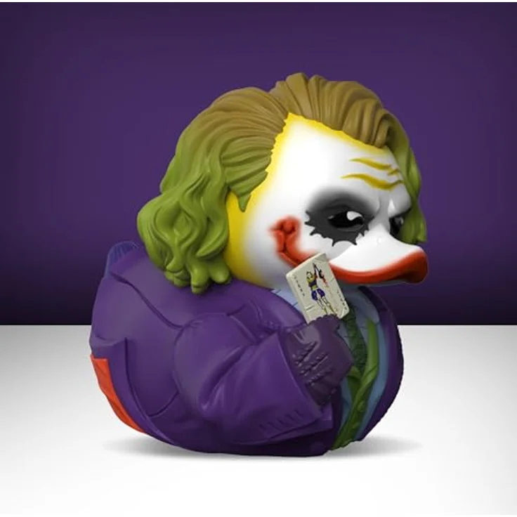 TUBBZ Erstausgabe: Batman Der Dunkle Ritter - Der Joker Cosplaying-Gummiente Vinylfigur, 9 cm, inklusive stapelbarer Badewannen-Vitrine mit Batman-Logo – Bild 5