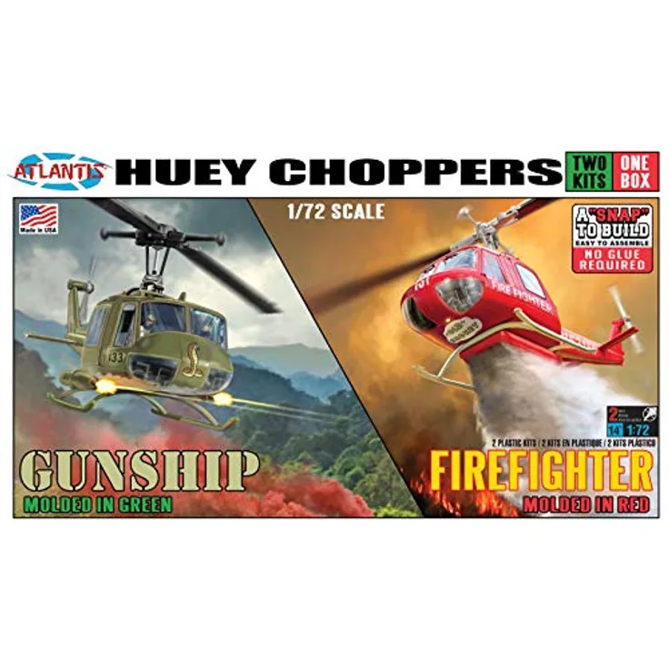 Atlantis AMCM1026 1/72 Feuerwehrhubschrauber, Snap Kit Modellbau