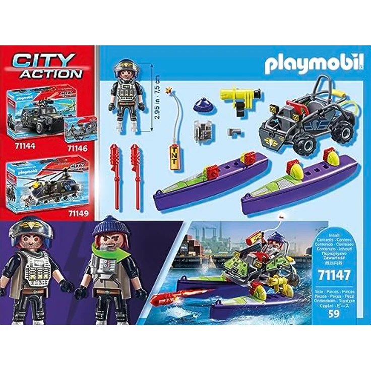 PLAYMOBIL 71147 SWAT-Multi-Terrain-Quad Spielset, wandelbares Fahrzeug für Verfolgungsjagden, mehrfarbig – Bild 5