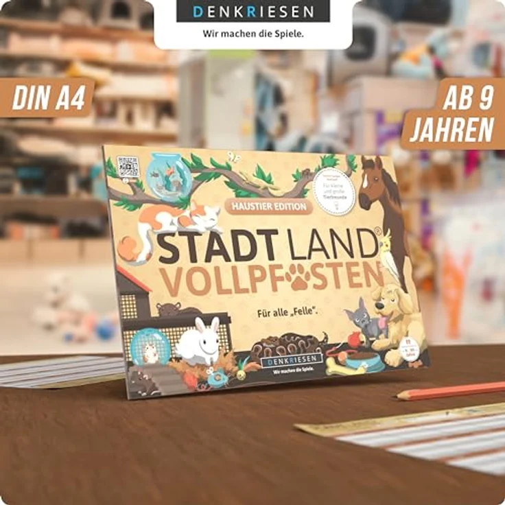Denkriesen Stadt Land Vollpfosten® Haustier Edition "Für alle Felle.", Familienspiel, A4 Spielblock, Made in Germany – Bild 2