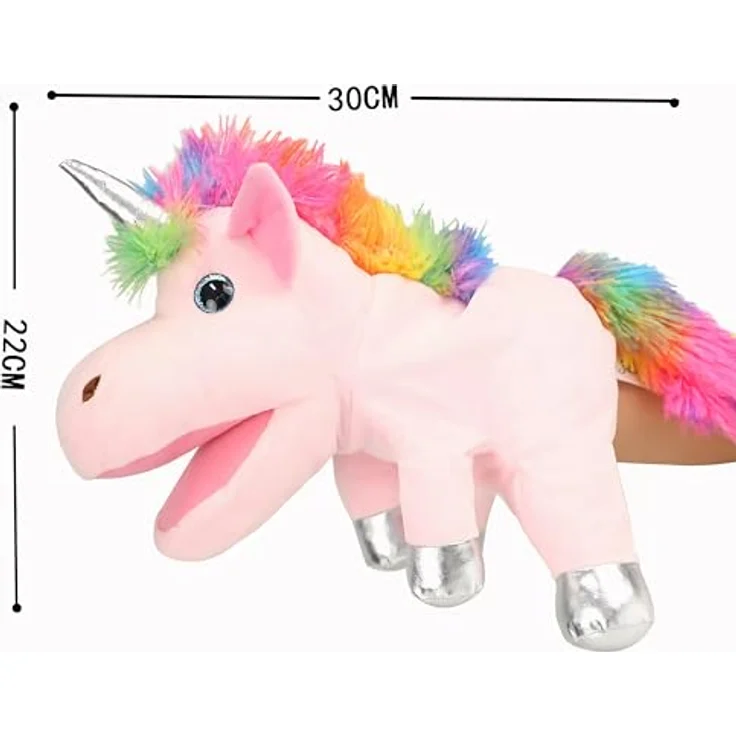 LOMTRATS Einhorn-Handpuppen für Kinder, 30 cm mit beweglichen offenen Mündern aus Plüsch für fantasievolles Spiel und Geschichtenerzählen – Bild 4