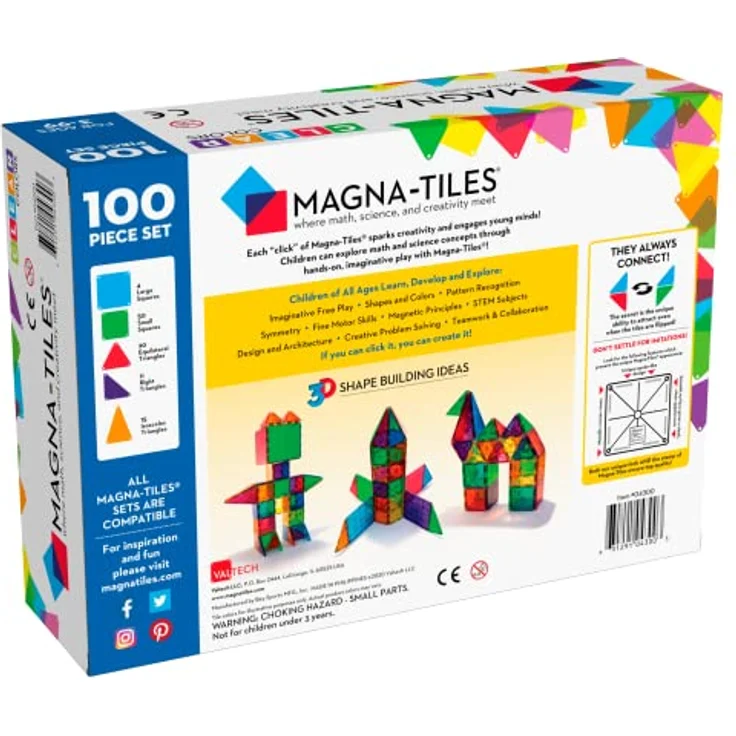Magna-Tiles Magna-Fliesen, transluzente Farben, 100 Stück für kreatives Basteln und Spielen – Bild 2