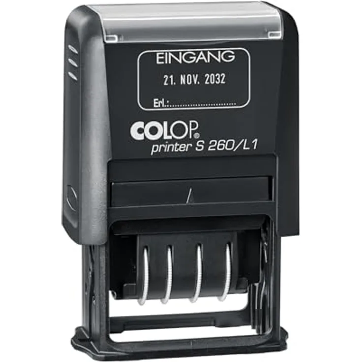 COLOP Datumstempel Printer S 260/L1 N, selbstfärbend mit Text "Eingang", Abdruckmaß 4,5 x 2,4 cm, blau/rot, ohne Logo