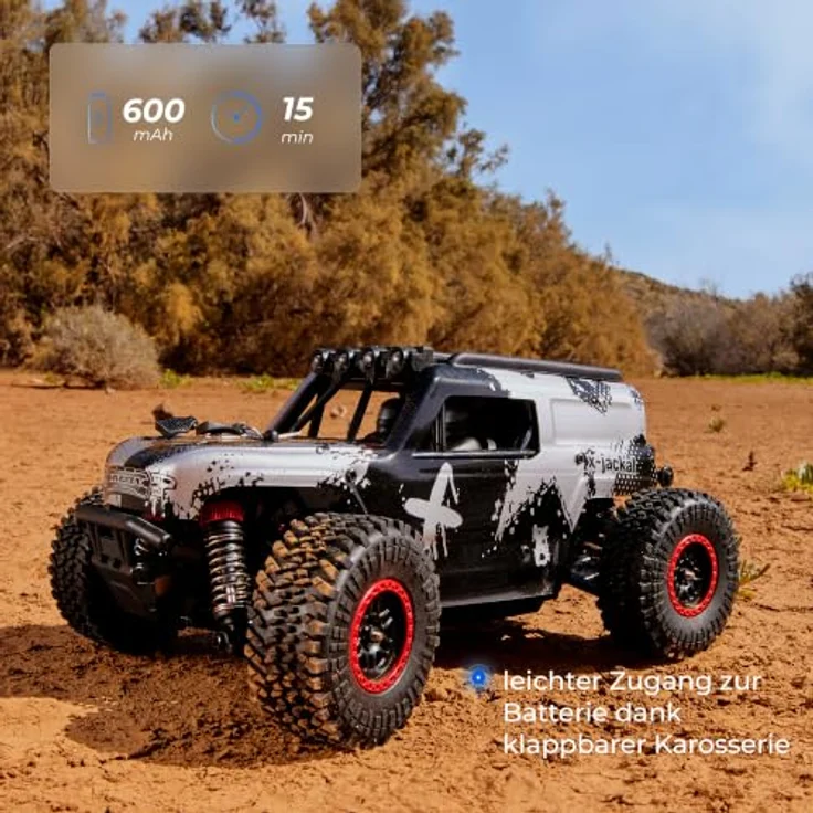 Overmax X-Jackal Ferngesteuertes RC Auto Monster Truck 1:20, 4WD, bis 30 km/h, LED-Beleuchtung, 600 mAh Li-Ion Akku, 2,4 GHz – Bild 2