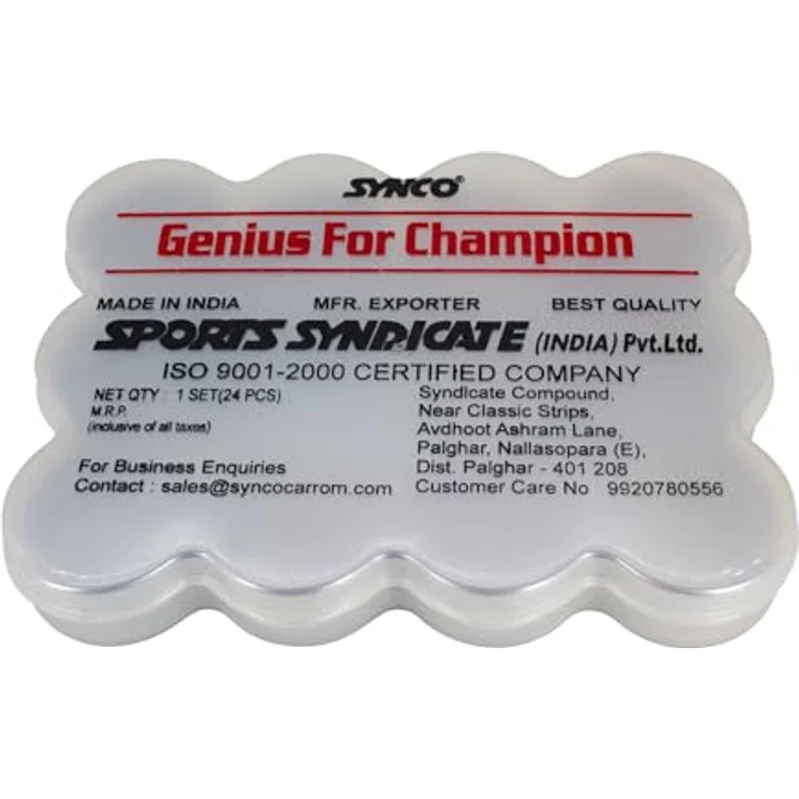 GICO Synco Carrom Steine Genius for Champion 2941, 24er Set aus Massaranduba Hartholz, braun, schwarz und rot, 7 mm dick, 32,5 mm Durchmesser, Turnierqualität – Bild 3