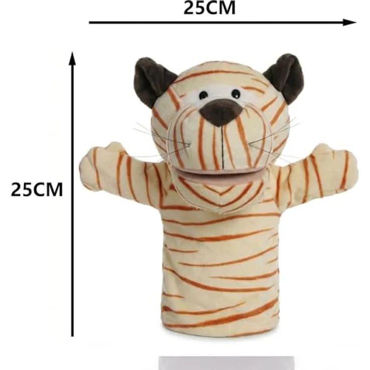 LOMTRATS Tierhandpuppen-Set für Kinder, Wolf, Tiger, Löwe und Affe mit beweglichen Münder, 25 cm, Plüsch-material, ideal für Geschichtenerzählen und Vorschulunterricht – Bild 5