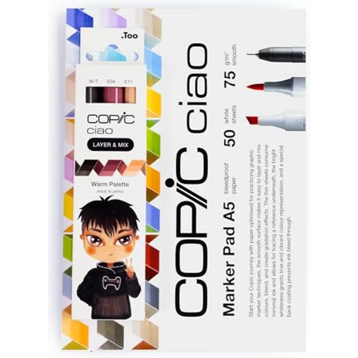 COPIC® Ciao Warm Palette Starter Layoutmarker-Set, farbsortiert, 1,0 + 6,0 mm, inklusive 3 Farben und Zubehör – Bild 2