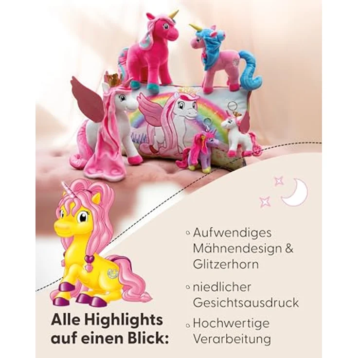 NICI Lissy PONY Einhorn Kuscheltier Dilara, 22cm, gelbes Plüsch mit pinker Mähne und Schweif, ideal zum Kuscheln und Spielen, tolle Geschenkidee - 49977 – Bild 4