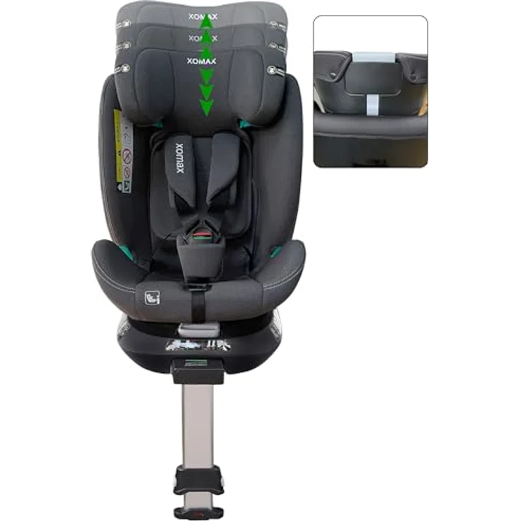 XOMAX G409, Autokindersitz grau mit ISOFIX, 360° Drehfunktion, geeignet von 0-36 kg (ab Geburt bis 12 Jahre), gepolstert mit Seitenaufprallschutz – Bild 7
