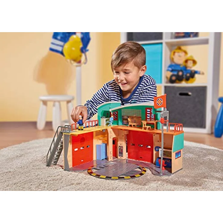 Simba Feuerwehrmann Sam Pontypandy Feuerwehrstation, mit Geräuschen, Lichtern und umfangreichem Zubehör, ab 3 Jahren – Bild 5