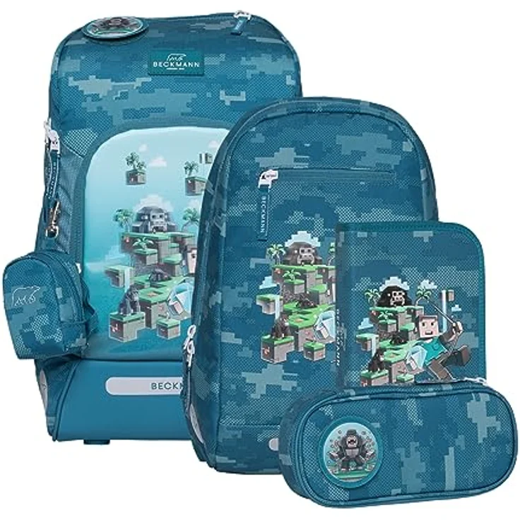 Beckmann Schulranzen-Set Active Air FLX Jungle Game, 6-teilig, Grundschule, inkl. Regenüberzug, 20-25L, Green, ergonomisch, norwegische Qualität, 4 Jahre Garantie – Bild 1