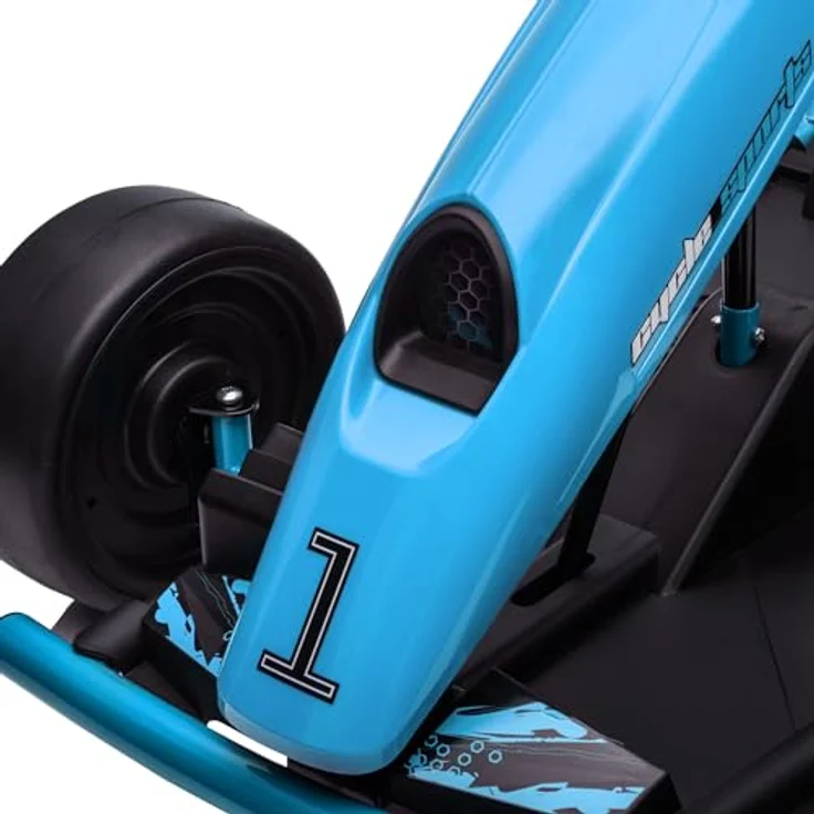 HOMCOM Kinder Elektro Gokart 24 V Drift Kart mit Langsamem Start, Musik, Hupe und Sicherheitsgurt, Kinderfahrzeug für 8-12 Jahre Kinder, Blau – Bild 10