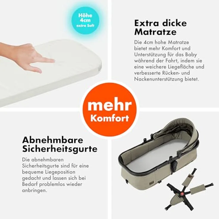 Daliya FLEXI-PRO M 2in1 Kombikinderwagen, klappbar, höhenverstellbar, mit Liegefunktion und großem Einkaufskorb, Beige – Bild 7