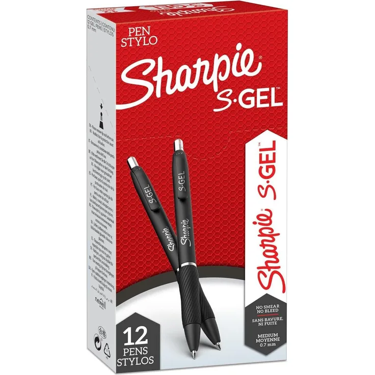 Sharpie Gelschreiber, schwarzer Schreibstift mit schnelltrocknender Tinte, 12er Pack