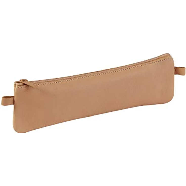 Clairefontaine 8301C Schlampermäppchen aus echtem Lammleder, 22 x 6cm, natur, innen Wildleder