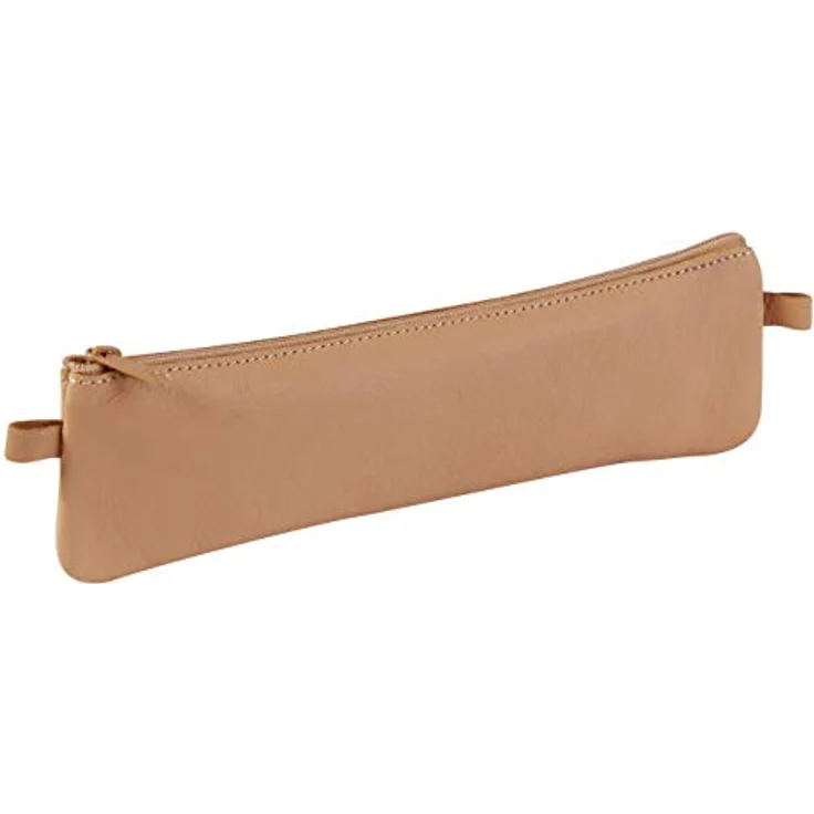 Clairefontaine 8301C Schlampermäppchen aus echtem Lammleder, 22 x 6cm, natur, innen Wildleder – Bild 1