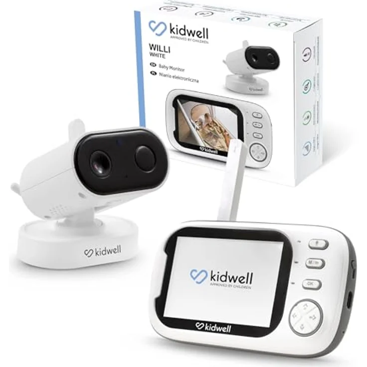 COIL Video-Babyphone mit Kamera, 3,5" LCD-Bildschirm (1280 x 720p), Nachtsichtmodus, Temperaturanzeige, 8 Schlaflieder, VOX-Modus, bis zu 300 Meter Reichweite – Bild 2