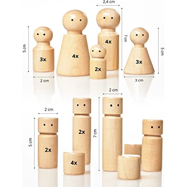 Lumaland Familienbrett für Aufstellungen mit 30 Holzfiguren | Systemisches Coaching durch unterschiedliche Farben, Größen und Formen | Ideal für Familienaufstellungen etc. – Bild 5