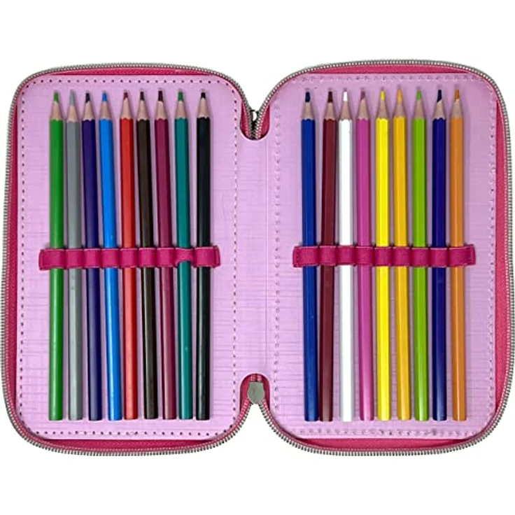 Clondo Disney Minnie Maus Federmäppchen, 44 Teile, mehrfarbig, etui mit 3 Fächern, 20 cm, inkl. Stiften und Zubehör für Grundschule – Bild 4