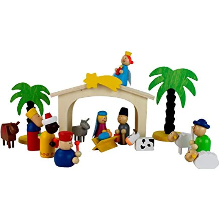 Weihnachtskrippe für Kinder aus Holz, 16tlg. - Inware