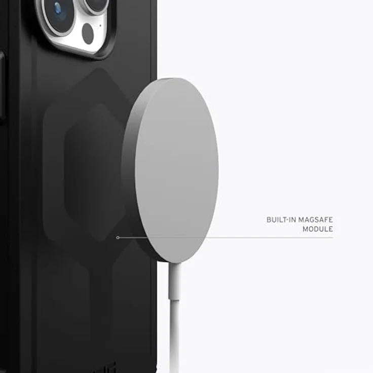 URBAN ARMOR GEAR Essential MS Case kompatibel mit Apple iPhone 15 Pro Hülle [50% recyceltes Material, Wireless Charging/Magnetisches Laden optimiert, 4,6m Fallschutz] schwarz – Bild 4
