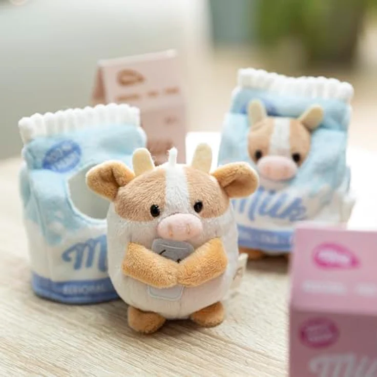 NICI Kuscheltier Kuh Moono 8cm mit Milchglas & Milchtüte Kostüm, 3-in-1 Plüschset mit Loop für Taschenanhänger - 63384 – Bild 5