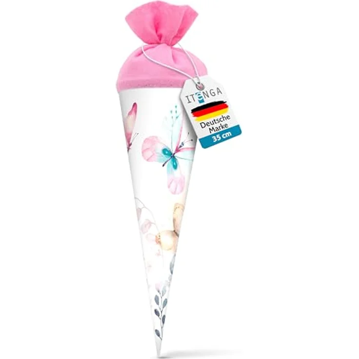 itenga Geschwister Schultüte 35cm Schmetterling mit Filzverschluss kleine Tüte Geschenkverpackung Einschulung Schulanfang – Bild 2