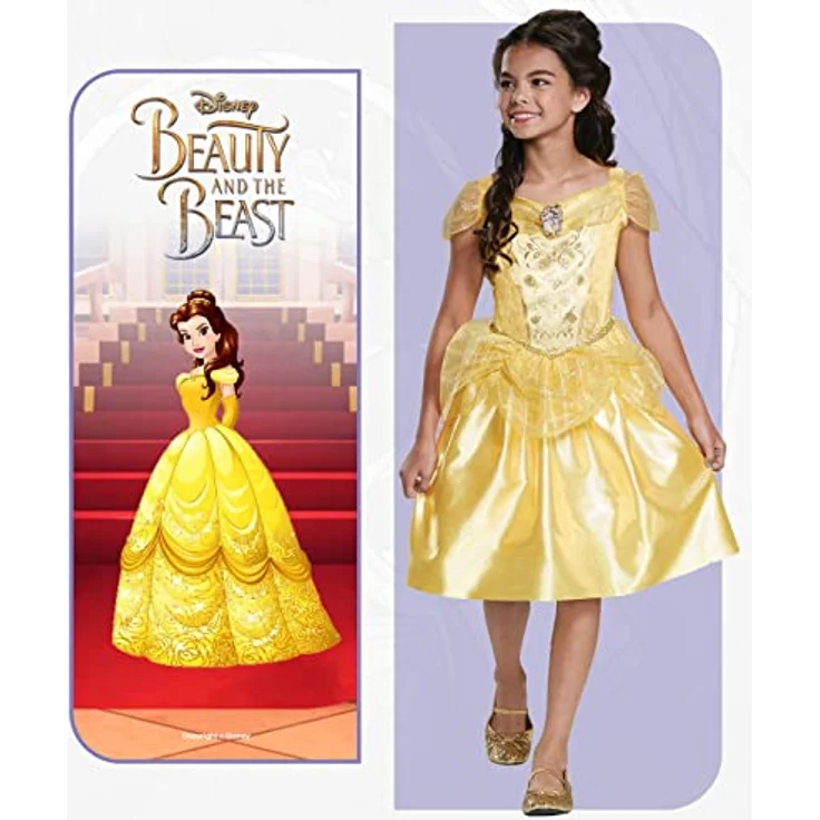Disney Official Classic princess Bell Dressupfor Girls, Belle Costume kids, Beauty and the Beast costume, belle Fancy Dress Outfit, costumes for Girls M – Bild 2