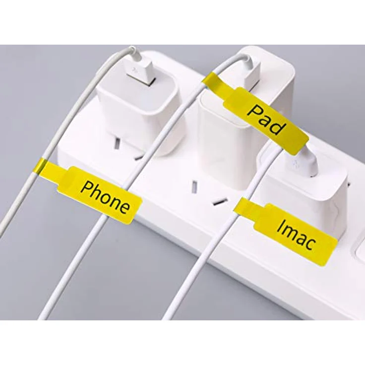 NIIMBOT Kabeletikettenband (1,2 cm x 10,9 cm) Drucker Aufkleber Papier mit Selbstklebend für D11/D110/D101 Etikettenmacher, 1 Rolle für 65 Stück (gelb) – Bild 3