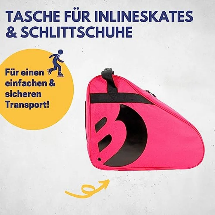 Best Sporting Sporttasche Transporttasche für Inlineskates und Schlittschuhe, verstellbarer Trageriemen, attraktives Design mit weißen Paspeln, schwarz – Bild 3