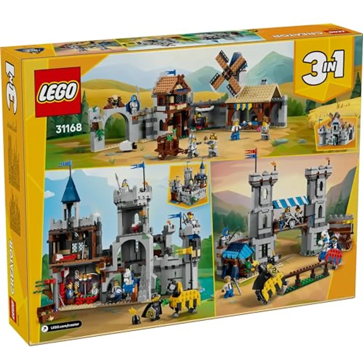 LEGO Creator 3-in-1 Ritterburg im Mittelalter, Bauset mit 6 Minifiguren und 2 Pferden, umwandelbar in Turnierplatz oder Stadt, Geschenk für Kinder ab 9 Jahren 31168 – Bild 4