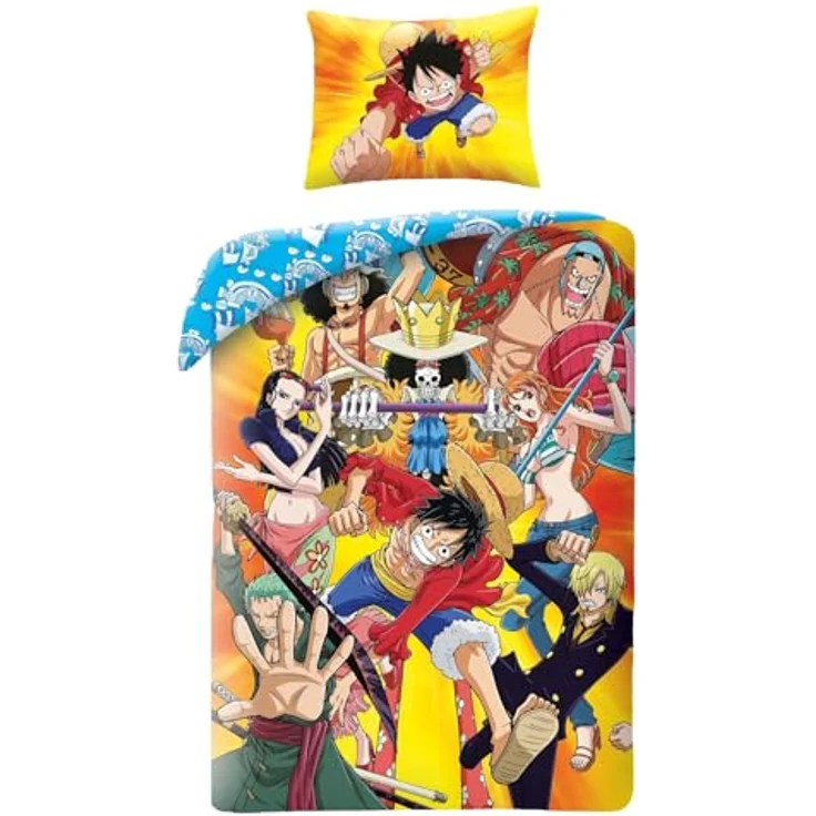 Halantex Kinderbettwäsche-Set, 2-teiliges Set mit wendbarem Bettbezug 140 x 200 cm und Kissenbezug 70 x 90 cm, Schadstoffgeprüft nach OEKO-TEX, 100 % Polyester, ideal für Manga-Fans