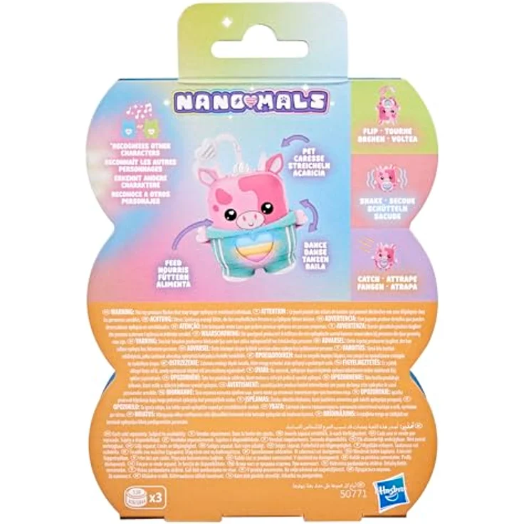 Nano-Mals Mootilda, elektronische Fidget-Kuh in Rosa mit farbwechselnder Herzanzeige und ansteckbarem Outfit – Bild 9