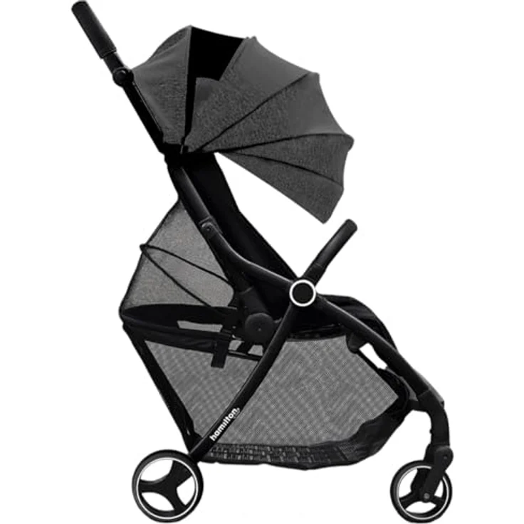 Hamilton by Yoop XL Kinderwagen – Premium Buggy mit MagicFold™ - Extra großer Gepäckraum – Verstellbarer Griff – Mit Becherhalter – Leichter und wendiger buggy - Melange dunkelgrau – Bild 1