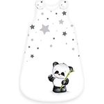 Herding Baby Best Baby-Schlafsack, Panda Motiv, 90 cm, Seitlich umlaufender Reißverschluss und Druckknöpfe, Weiß