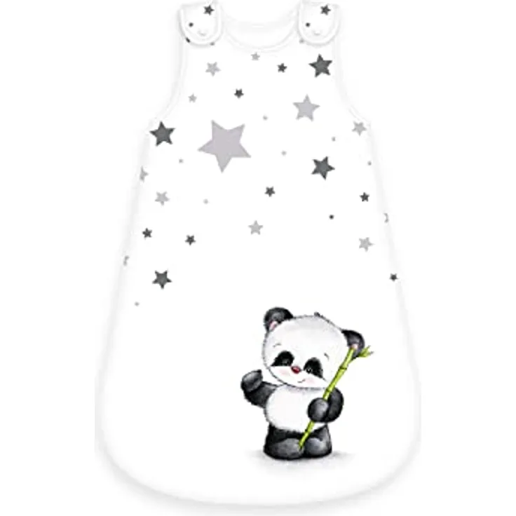 Herding Baby Best Baby-Schlafsack, Panda Motiv, 90 cm, Seitlich umlaufender Reißverschluss und Druckknöpfe, Weiß