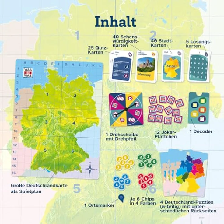 KOSMOS 685249 was IST was Entdecke Deutschland, Geographiespiel für 2-4 Personen ab 8 Jahren, interaktives Rate- und Schätzspiel – Bild 3