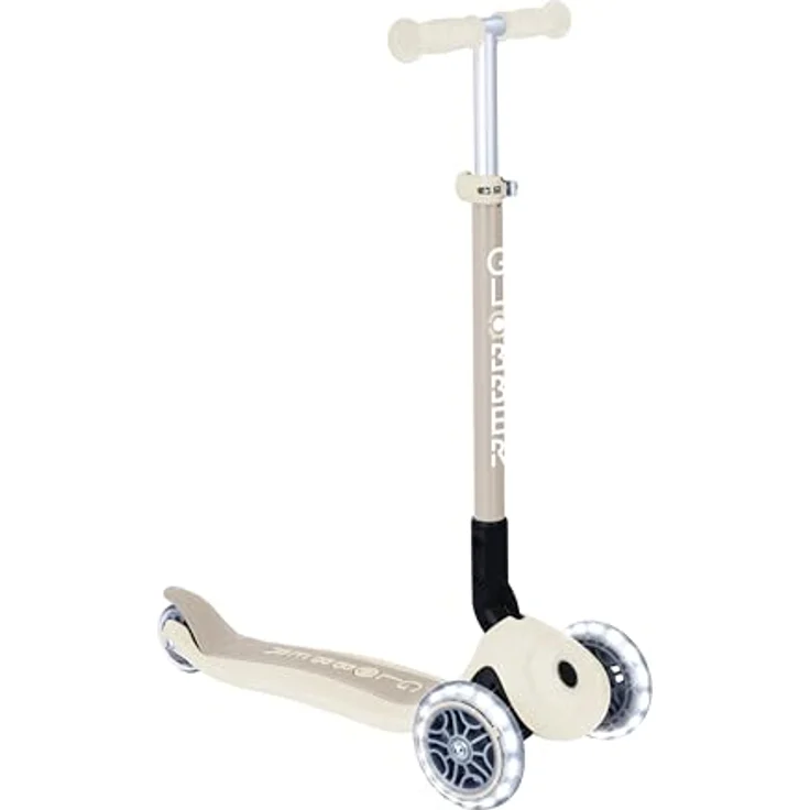 Globber PRIMO FOLDABLE LIGHTS ECO, Dreiradscooter mit Leuchtrollen, kokusweiß, höhenverstellbar und klappbar – Bild 2