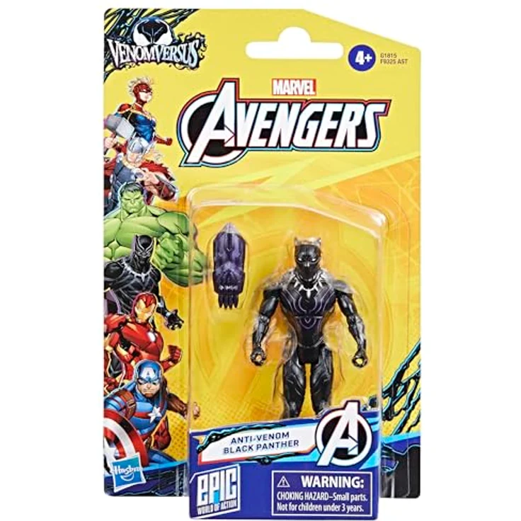AVENGERS Marvel Avengers VenomVersus Anti-Venom Black Panther Figur, 10 cm bewegliche Action-Figur mit Accessoire, kompatibel mit Epic World of Action Serie – Bild 4