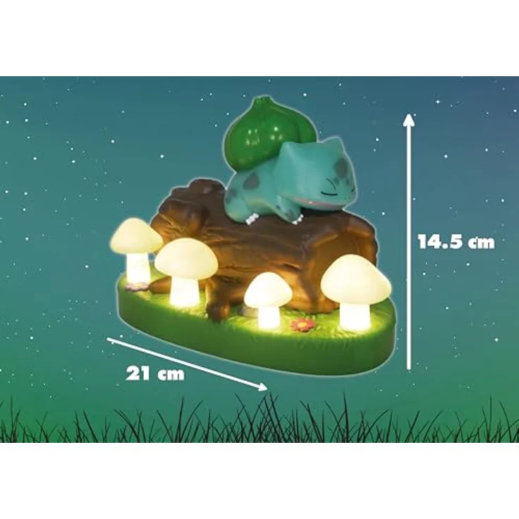 Teknofun Pokemon Bulbasaur LED-Lampe, dekorative Nachttischlampe in schlafender Pose aus langlebigem Kunststoff – Bild 10