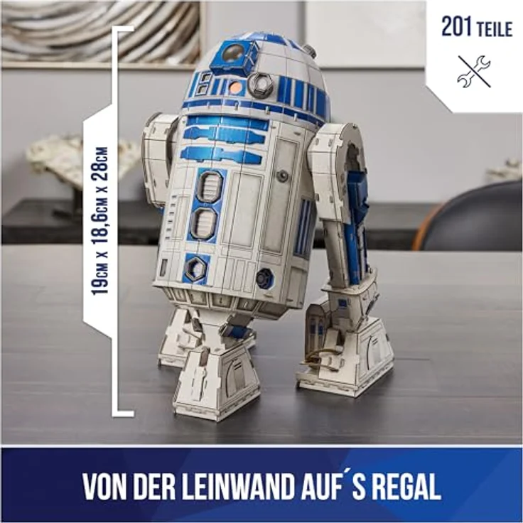 Spin Master 3D-Puzzle 4D Build - Star Wars R2-D2 Roboter, 201 Puzzleteile - Filmgetreues 3D-Modell, hochwertiger Karton, 19 cm x 18,6 cm x 28 cm – Bild 2