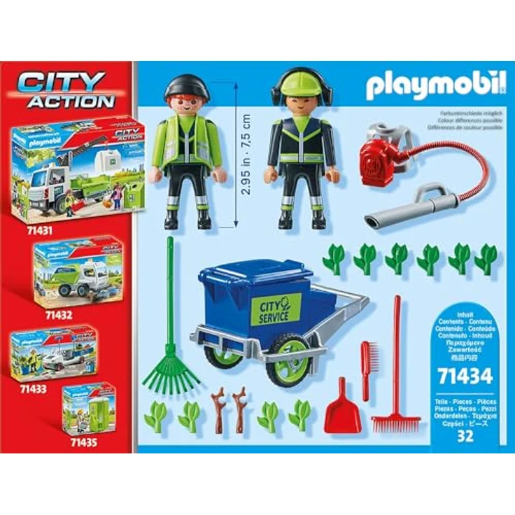 PLAYMOBIL 71434 Stadtreinigungsteam Spielset, Mehrfarbig mit Rechen, Besen und Laubbläser für Kinder ab 4 Jahren – Bild 5