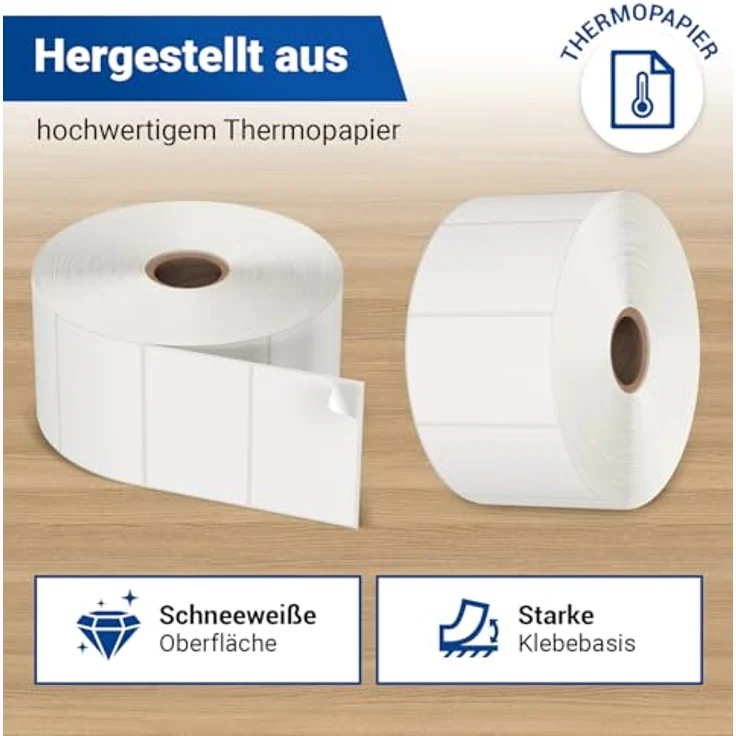 VIOKS Klebeetiketten 2100x Selbstklebend 57x32mm für Labeldrucker DHL & Etikettendrucker, beschreibbar, Premium-Qualität, perforiert – Bild 3