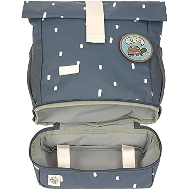 LÄSSIG Kindergartenrucksack Kinderrucksack Rolltop mit Brustgurt wasserabweisend, 11 Liter/Mini Rolltop Backpack Happy Prints Dunkelblau – Bild 4