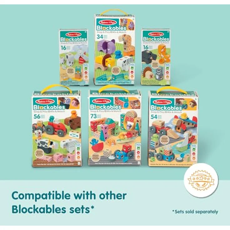 Melissa & Doug Blockables Bauernhof Bauset, 56-teiliges Set mit Holzbausteinen, Steckverbindungen und Filzaccessoires für kreatives Spiel, für Kinder ab 2 Jahren – Bild 9