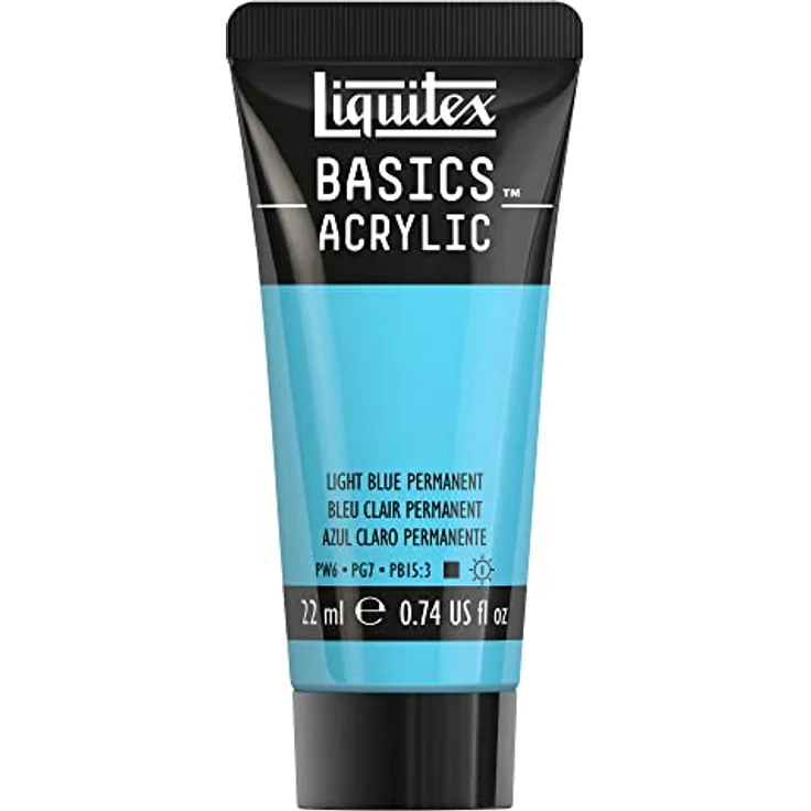 Liquitex Basics Acrylfarbe 8870464, Hellblau Permanent, 22 ml Tube, lichtecht, mittlere Viskosität, seidenglänzend, monopigmentiert, Archivqualität – Bild 1