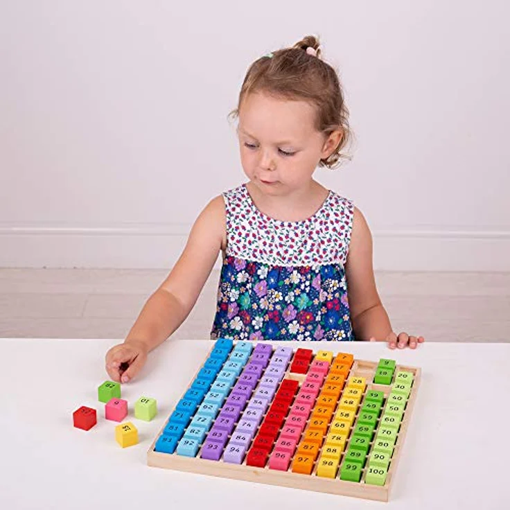 Bigjigs Toys Holz Anzahl Fach - Educational Counting Brett, 100 Spielsteine, bunt – Bild 5