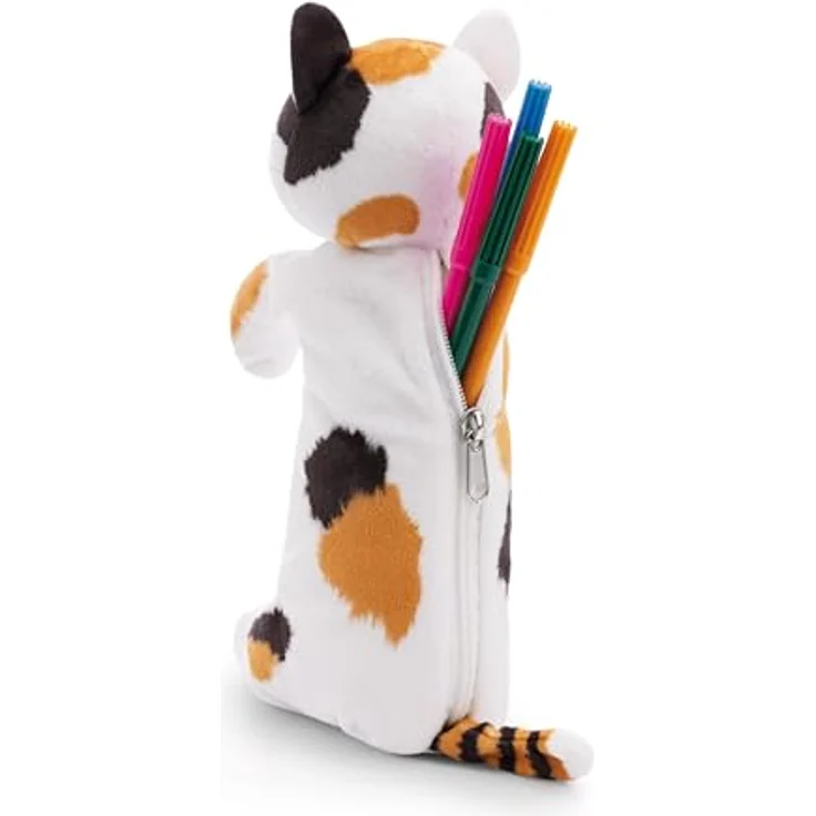 Nici Federmäppchen Pouchimals, Katze Glückskatze, flauschig weiches Design mit Reißverschluss, 12x12x25 cm – Bild 4