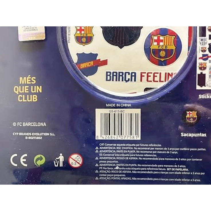 FC Barcelona Kreativset, Schreibset mit Malbuch, 6 Buntstiften, Bleistift, Radiergummi und Aufklebern in praktischer Aktentasche – Bild 6