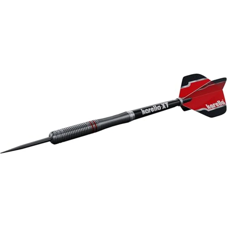 Karella Steeldart "Fighter", schwarz, 24 g, aus 90% Tungsten mit zwei Griffzonen und Karella XT Shafts – Bild 2